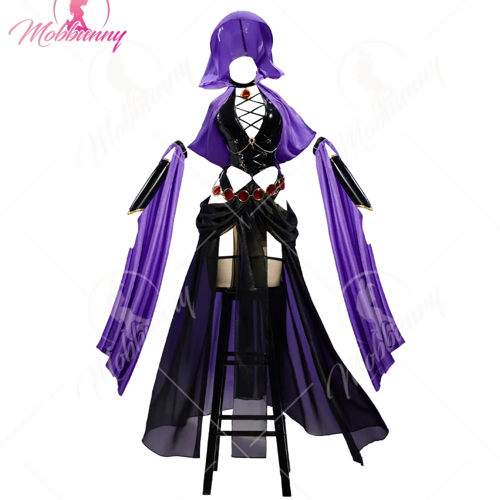 

Mobbunny Women's Love Healer Gothic Sexy Black Halter Backless Bodysuit Lace-up Leather Bodysuit with Hoodie and Skirt