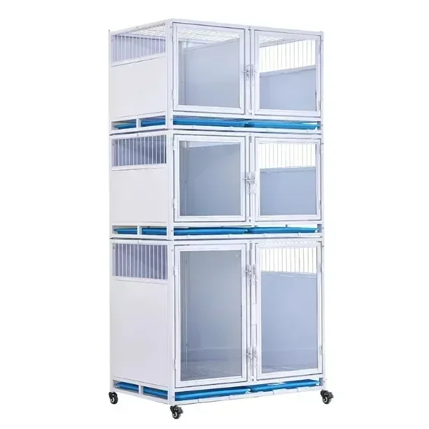 

multiple white dog cages cat cages for veterinary hospital