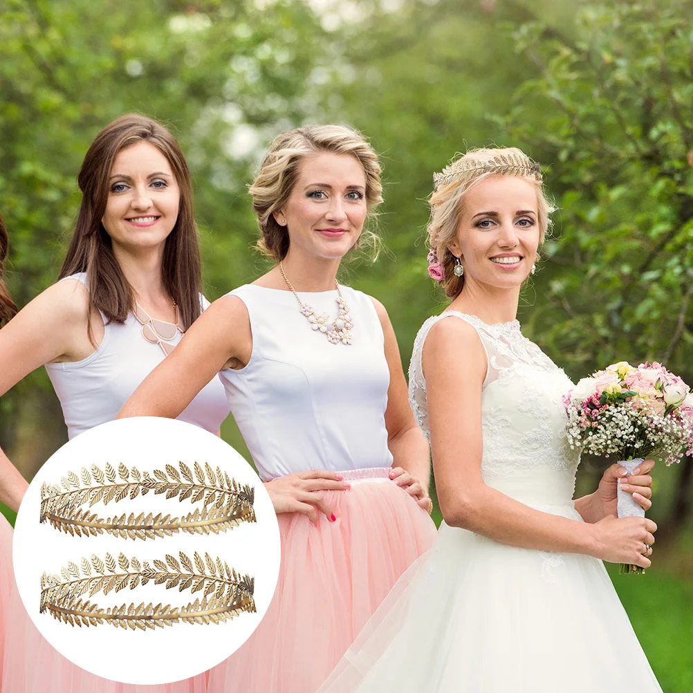 

2pcs Golden Crown Hairband Alloy Bridal Wedding Party Headpiece Festival Accessory for Bride Wife Girlfriend Leaf Headband