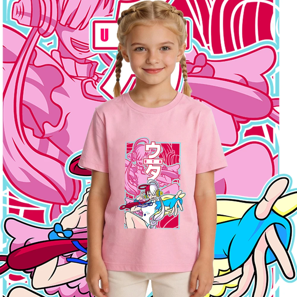 One Piece Uta Anime Print Boys Girls Cotton T Shirt Kids Casual Summer Top Soft Breathable Daily Wear view 4