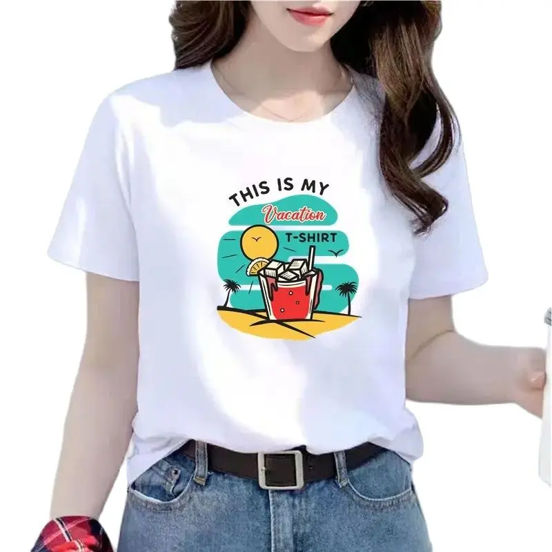 

Short-sleeved T-shirts Are Loose, Wasual And Slim. Pure Cotton Summer Harajuku Printed Top Tide Ladies Fashion Bottoming Shirt