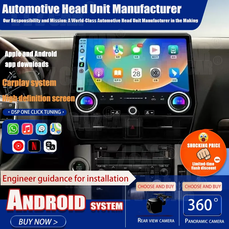 

13 дюймов для ​ Toyota Prado 2009-2022 модифицированный 2024 Lexus GX550 Android экран автомобильный радиоприемник мультимедийный плеер GPS Carplay Navi стерео