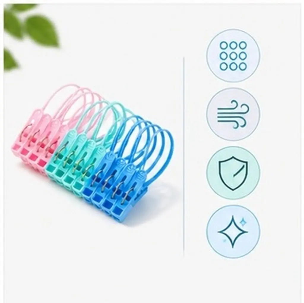 24Pcs Plastic Clothespins High Quality Clothes Pegs for Socks Towels Bras Underwear Wind Resistant Assorted Color