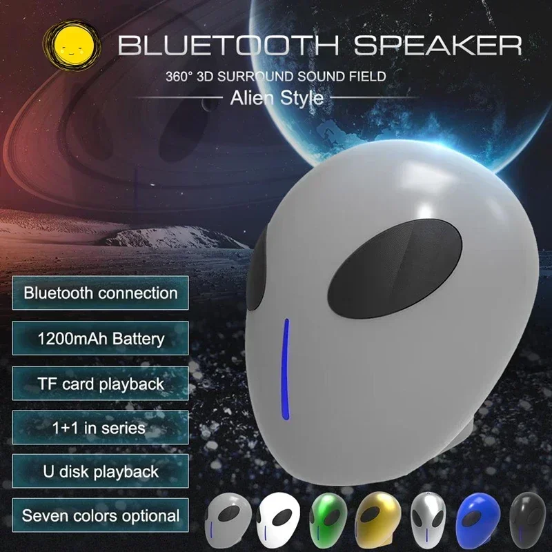 Tf Muziekspeler Usb Afspelen Gift Bluetooth Speaker Alien Hoofd Draadloze Schedel Draagbare Fm Radia Bluetooth Speaker Et