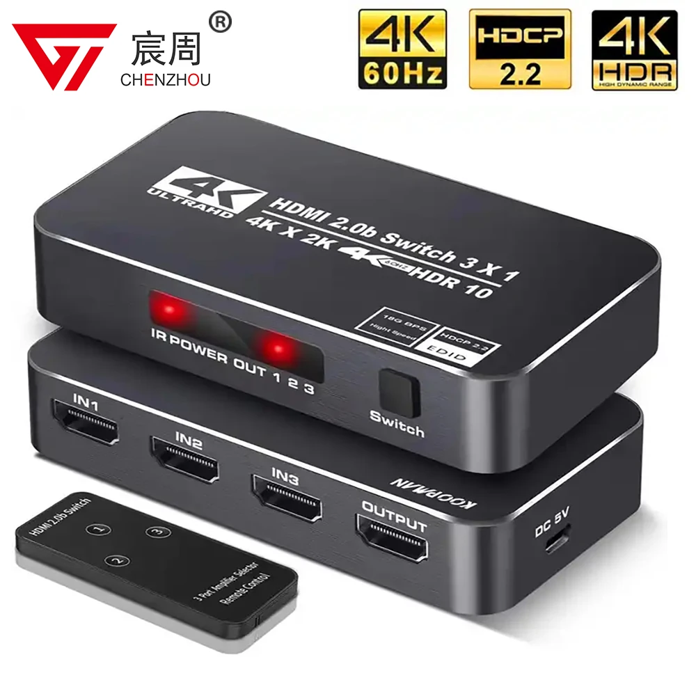 60Hz 4K HDMI Switch HDR HDMI ARC audio extractor HDMI 2.0 splitter switcher HDMI Switch audio extractor for PS4 pro apple TV