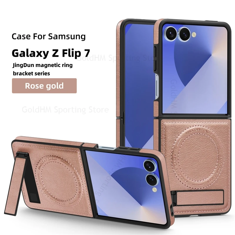 

For Samsung Galaxy Z Flip7 5G Leather Kickstand Phone Magnetic Flip Case For Samsung Z Flip 7 6 5 4 3 Book Stand Magsafing Cover