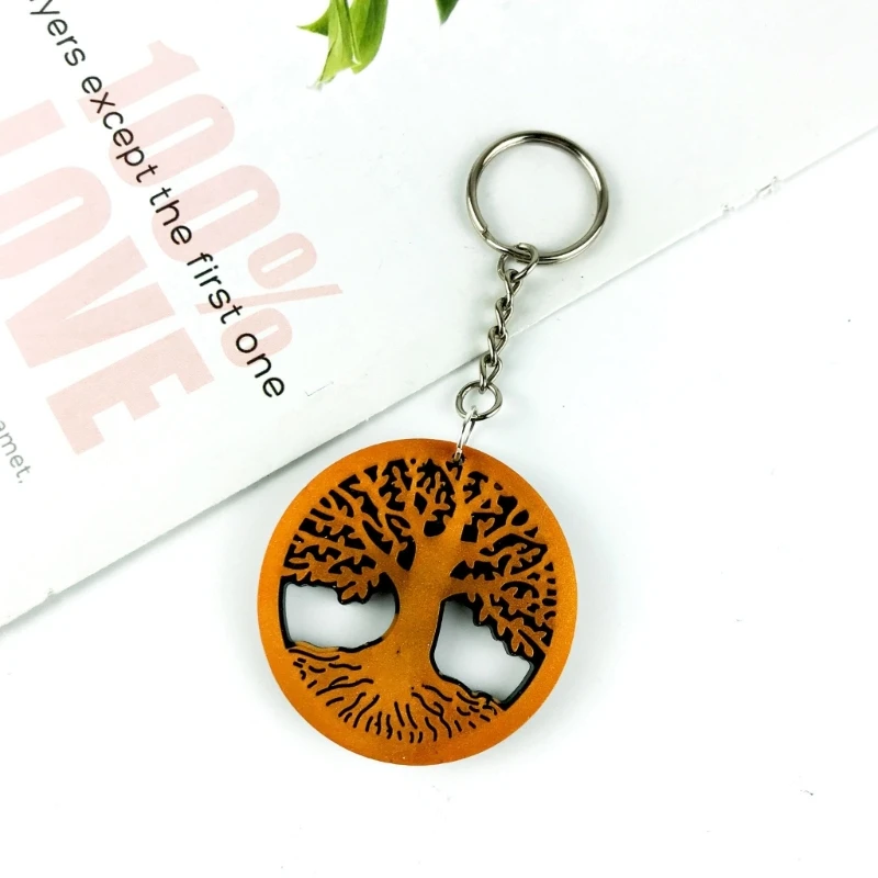 Tree Life Keychain Epoxy Resin Decorative Mold with Hole Keyring Pendant Mold