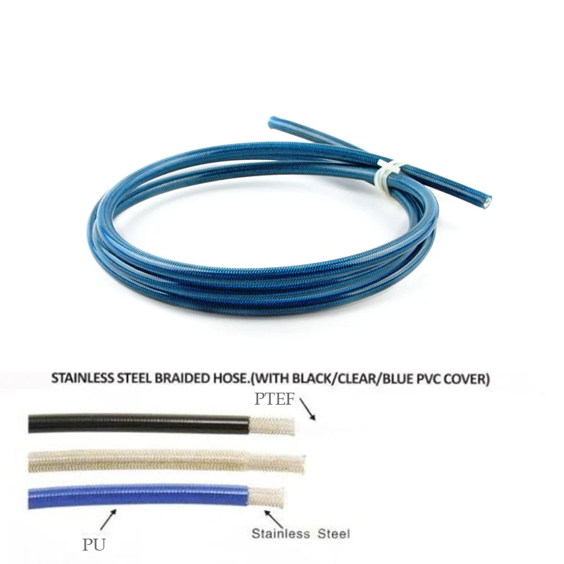 Motorcycle AN3 5m/lot braided Stainless Steel PTFE  brake line hose FLUID HYDRAULIC hose PTFE brake line Gas Oil Fuel tube pipe