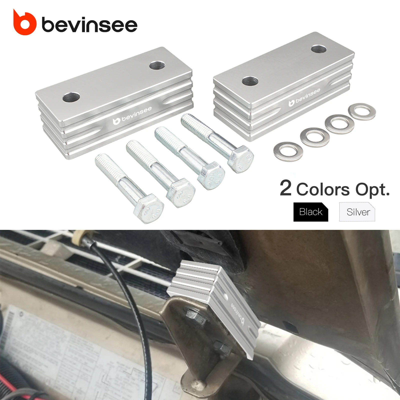 

BEVINSEE Aluminum Hood Vent Space Riser Spacer Kit for Jeep Cherokee XJ 1984-2001