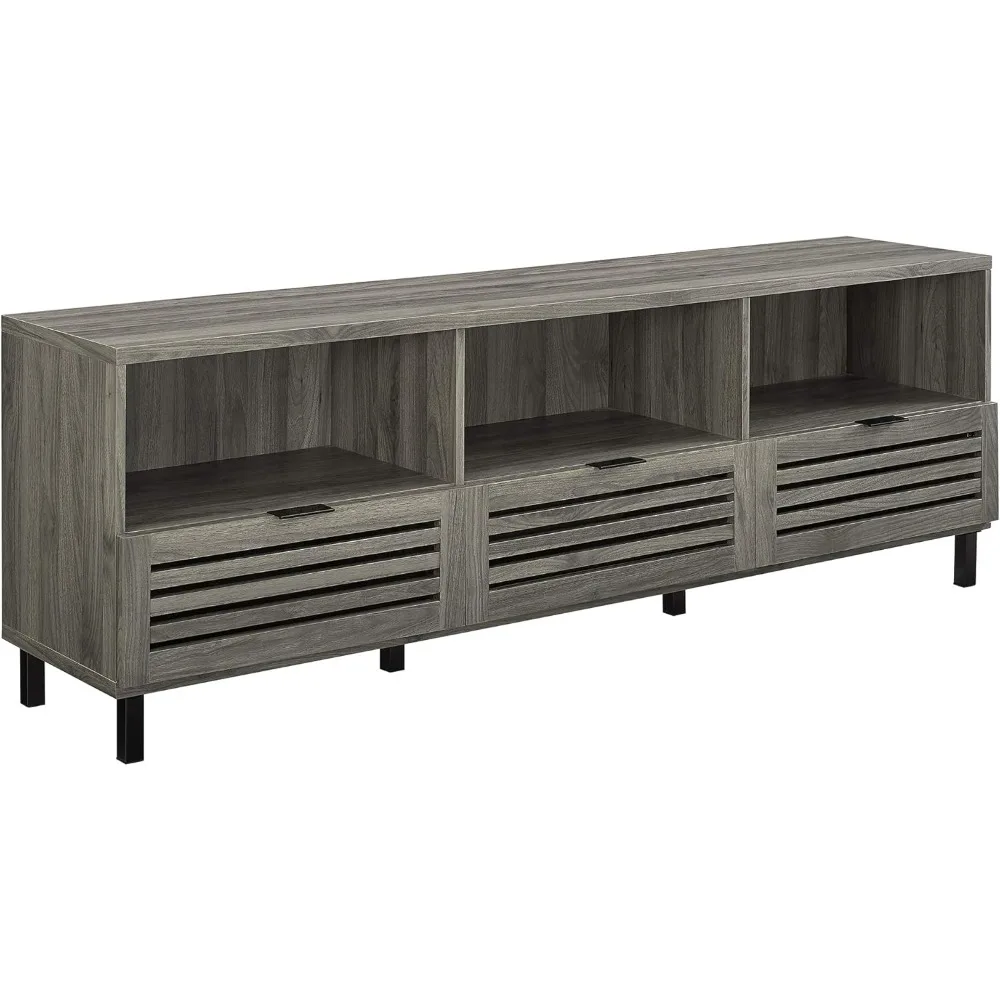 Modern Slatted Wood TV Stand for TV's up to 80