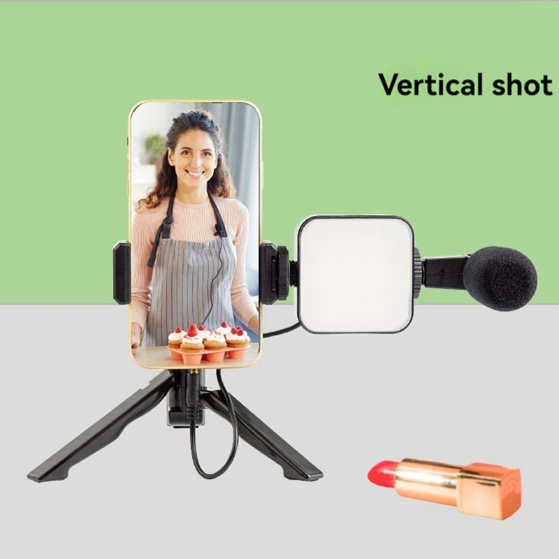 Zestaw statywu do telefonu komórkowego z mikrofonem Zestaw do robienia wideo Vlog do nagrywania na żywo i nauki selfie