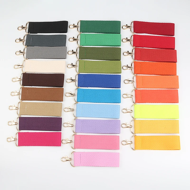 

Wholesale Canvas Keychain Lanyard Solid Color Strap Keyring Metal Buckle Key Chain For Women Men Diy Backpack pendant Keychains