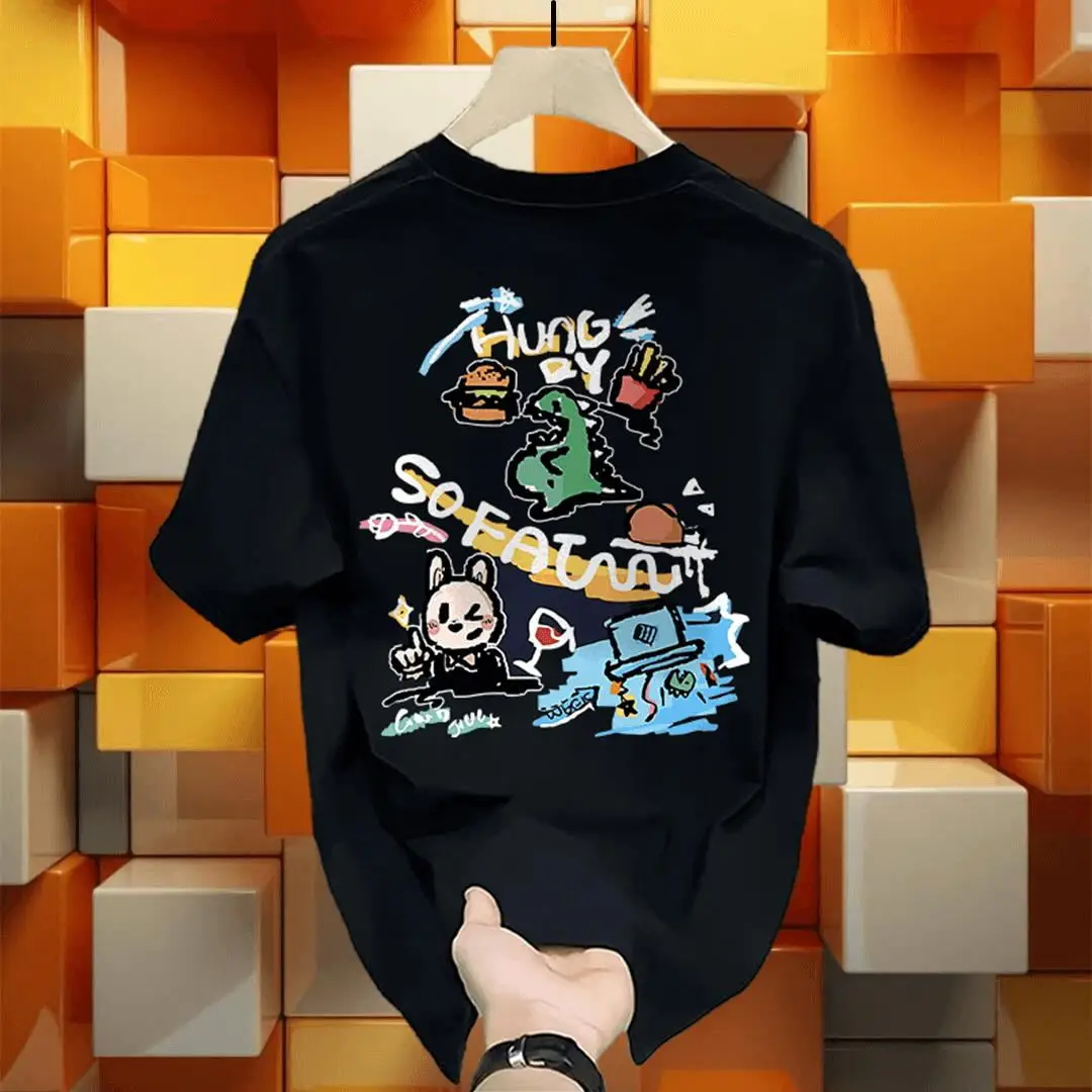 

Игривый High Street Свободный индивидуальный дизайн Sense из чистого хлопка с короткими рукавами Универсальные мужские и женские пары Летний комфорт