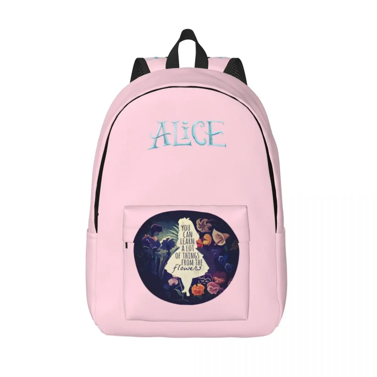 Gift Alice Zipper Closure Knapsack Disney Alice in Wonderland Film Adjustable Strap College Student Rucksack Weekend Picnic