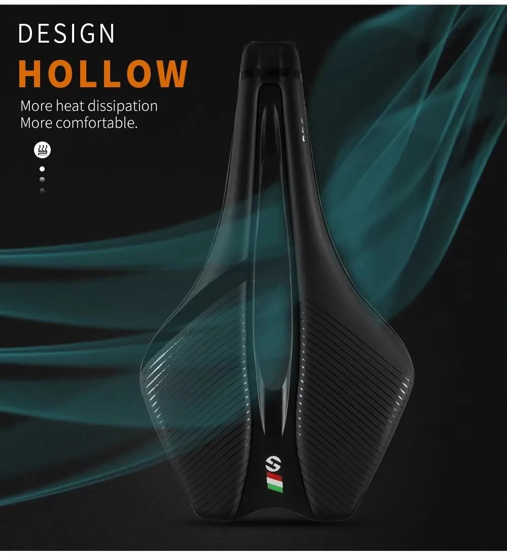 TOSEEK MTB Rennrad-Sattel - Ergonomisches Design Breiter Komfortabler EVA+Superfaser-Ledersitz Hohl Ultraleicht für Lange Touren TT – Detail 6