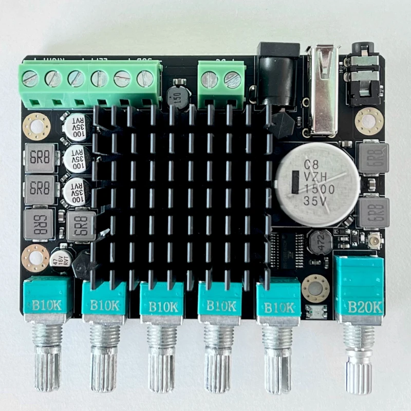 2.1 bluetooth digital power amplifier board tpa3116 2*50w+100w subwoofer adjustable crossover point virtual surround