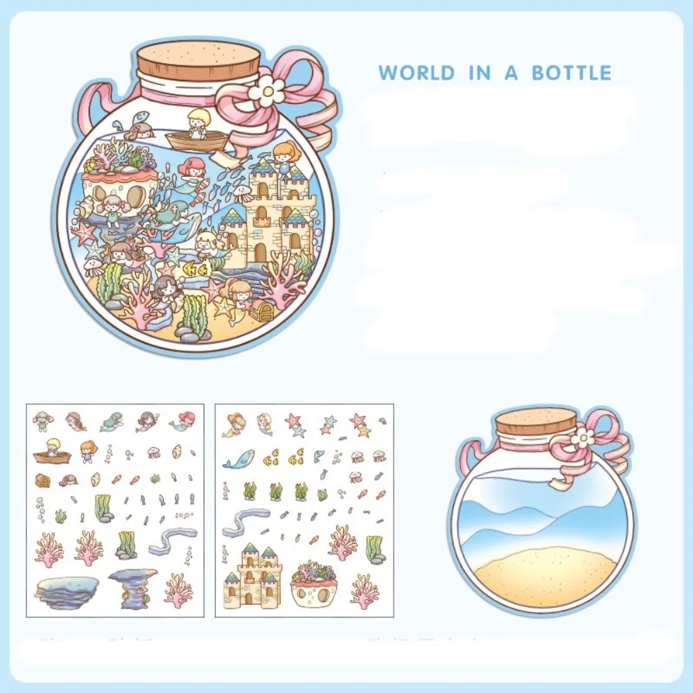 New Cartoon 3D Landscaping Stickers Tree House DIY Three-dimensional Sticker Visual Stacking 3D Miniature Scene Sticker Children