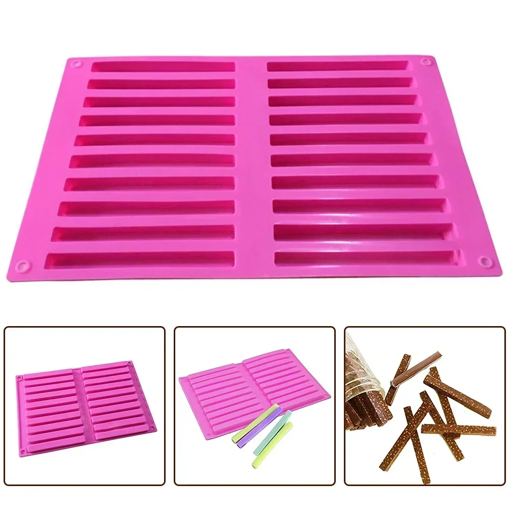 20 Hole Square Length Strips Silicone Mold For Making Molded Chocolate Sticks Baking Molds French Dessert Chocolate Mold