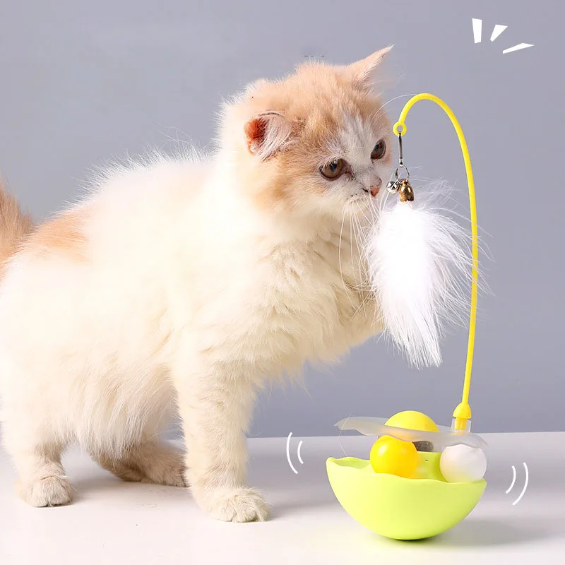 

Cat Tumbler Toys pet supplies Interactive Bite Resistant Turntable teasing cat toys With Feather Ball Cat Accessories