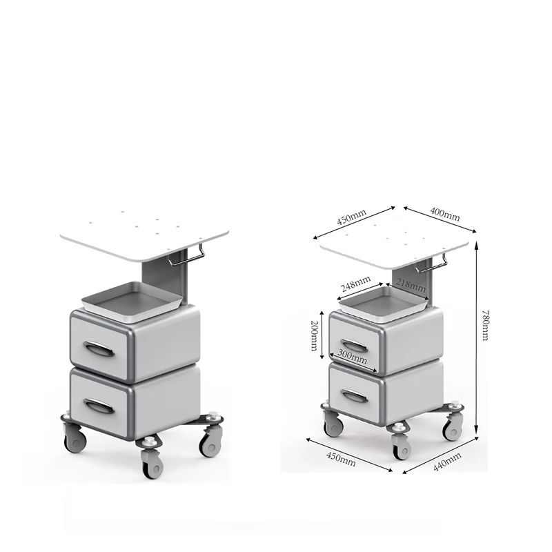 Modern Foldable Plastic Movable Spa Aesthetic Trolley Cart for Beauty Equipment Salon Laser Physiotherapy Machine