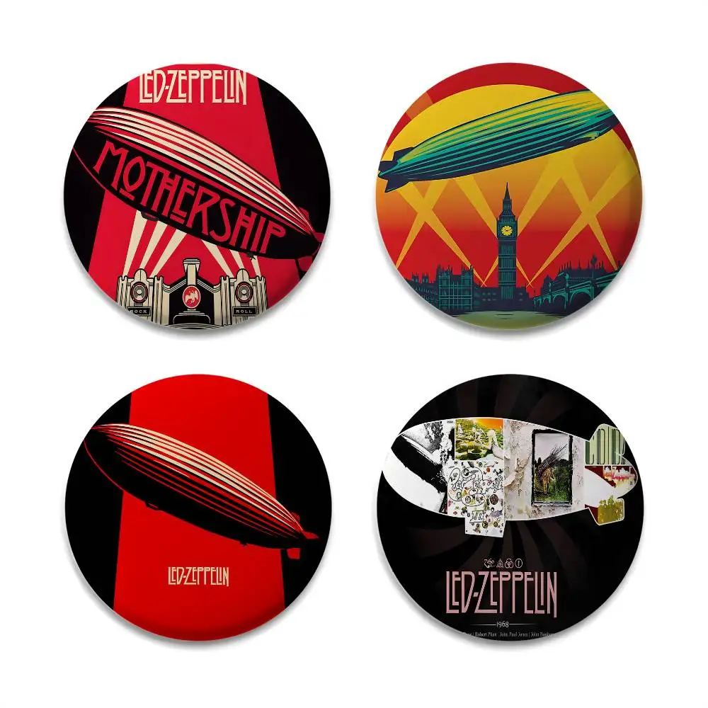 

Band L-Led Z-ZeppelinS Badges Round Exquisite Badge Brooches Creative Pins For Clothes Hat Backpack Gift Accessories