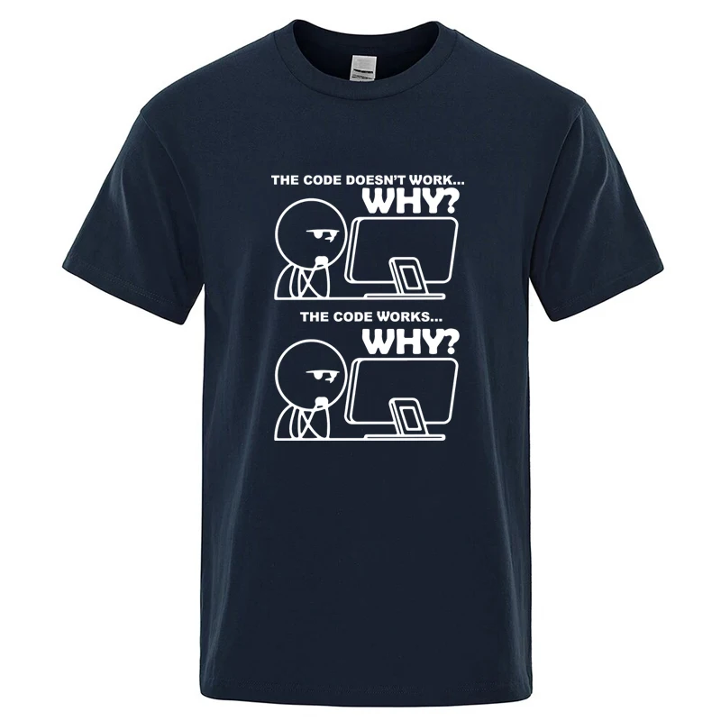 Hochwertiges Herren-T-Shirt aus Baumwollmischung mit lustigem Programmierer-Print, Sommer, lockerer O-Ausschnitt, cool für Männer, kurzärmeliges T-Shirt, Herren-Oberteile – Detail 5