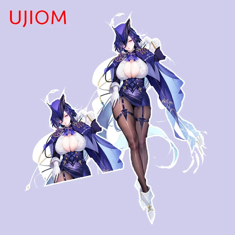 UJIOM 13cm × 7.7cm Sexy Clorinde Genshin Impact Wall Stickers Cool Seductive Girl Design Decals Creative House Decoration