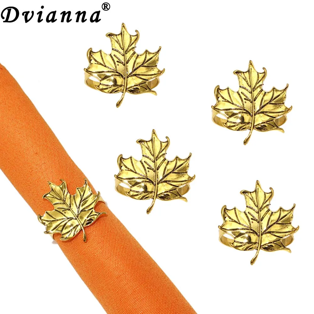 

6 шт., кольца для салфеток в виде кленового листа