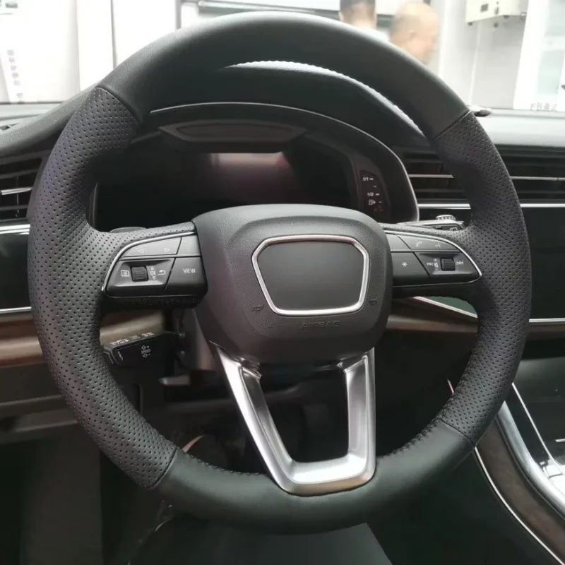 

Плетеный чехол на руль автомобиля, ручное шитье, противоскользящая натуральная кожа для Audi A6L A4L A3 A5 A7 A8 A1 Q3 Q5 Q7