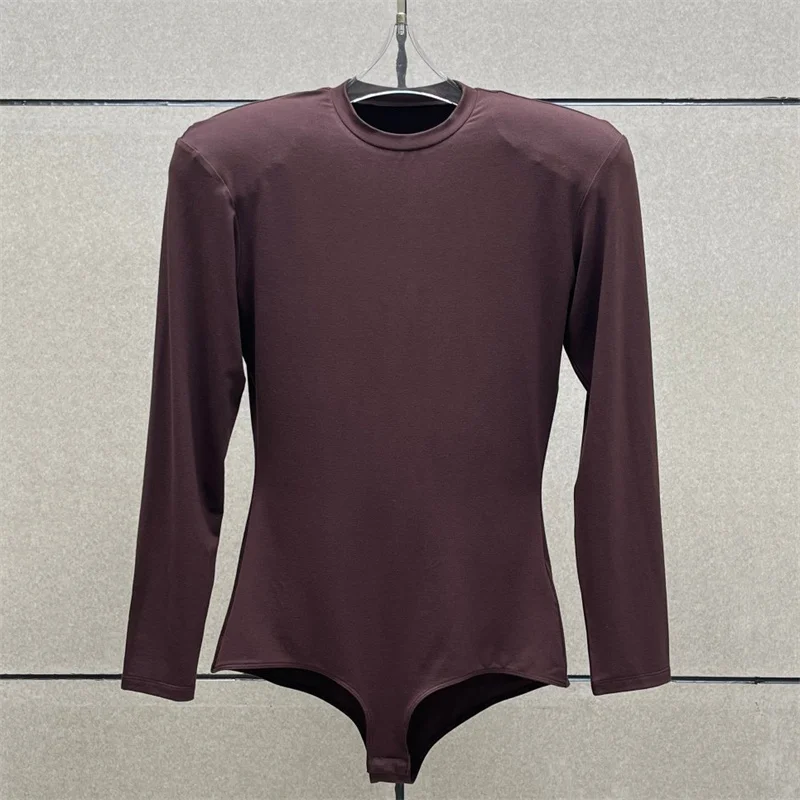 

Bodysuit women New elastic slim fit long sleeved top for spring 2026 Flower embroidery round neck women's corset Women's t-shirt