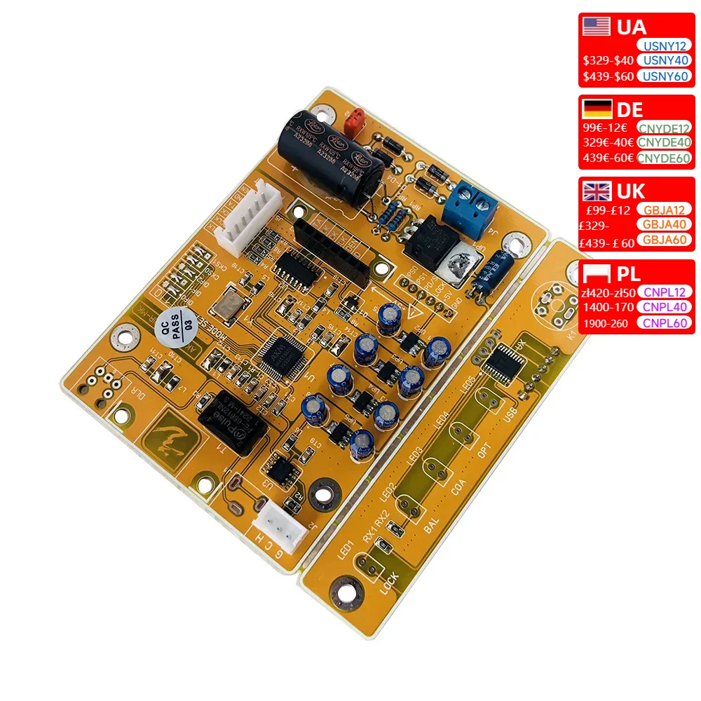 Nvarcher AK4118 Coaxial Fiber AES reception supports USB Bluetooth card 192K/24bit DIR digital receiver board