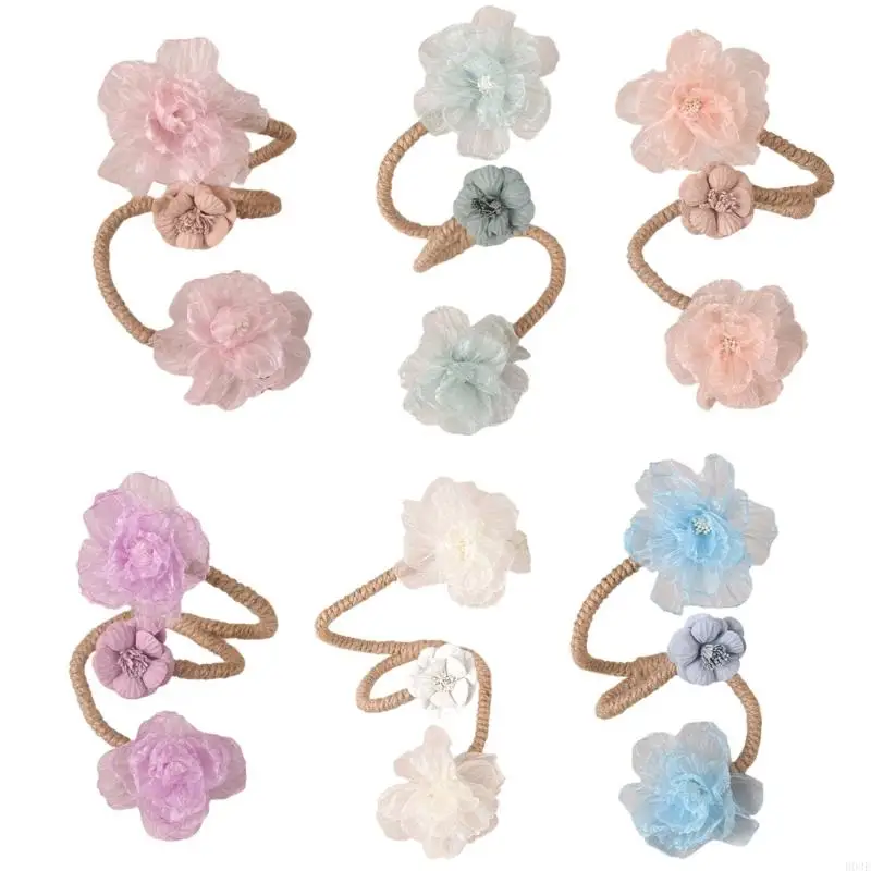 2 Piece Flexible Artificial Flower Curtain Holdbacks No Tool Required for Easy Use Floral Window Drapery Tiebacks Clips B03E