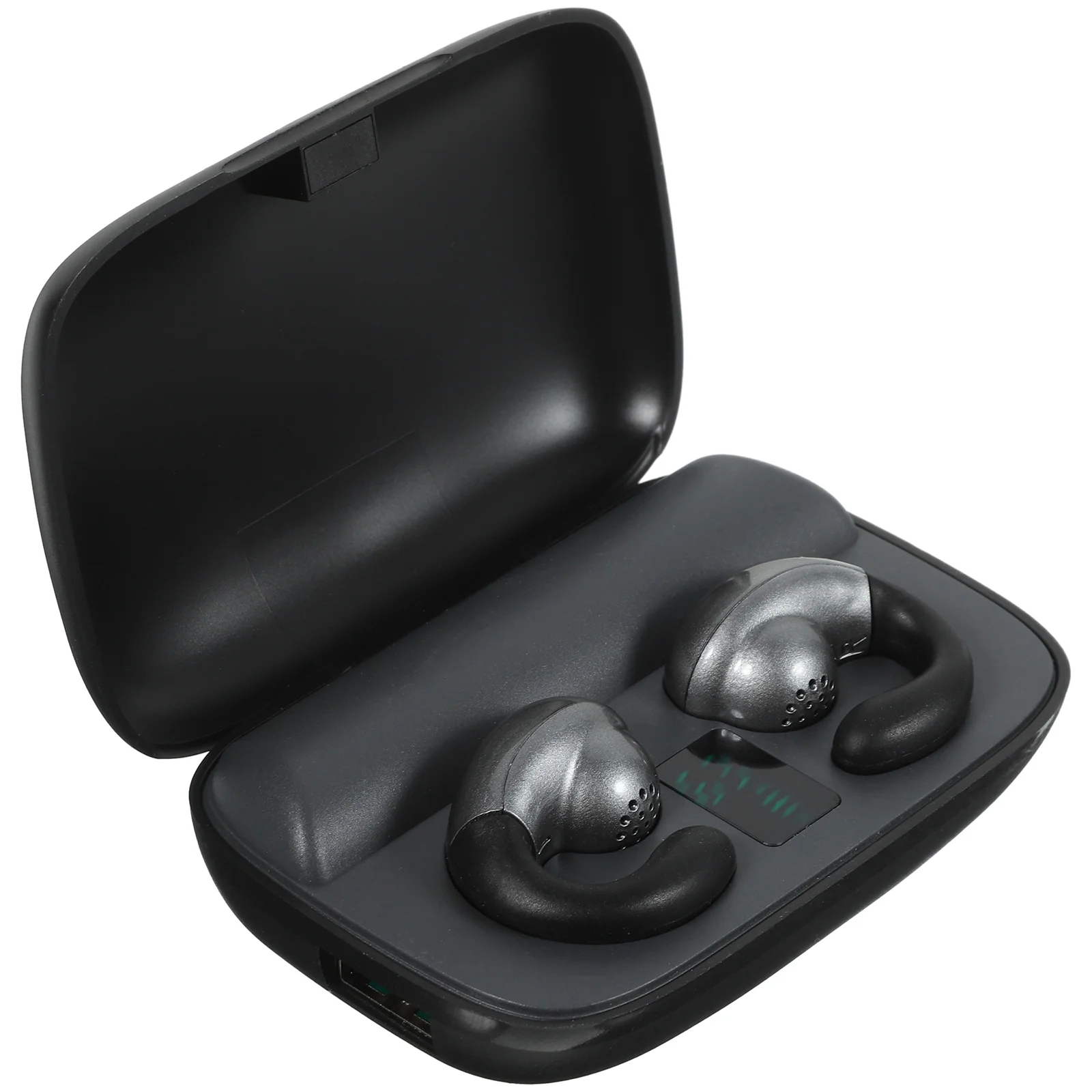 

Bone Conduction Wireless Earphones Black Ear Hook Headsets Sports Handsfree Earbuds Charging Dock Hifi Sound Safe Outdoor