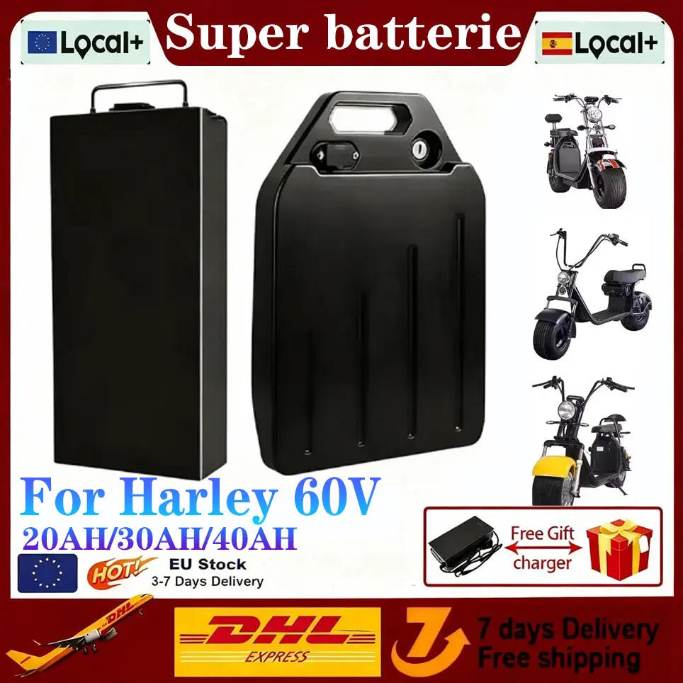 Batteria per Harley 60V 20Ah 30Ah 40Ah, batteria al litio 18650 per moto elettrica, adatta per scooter elettrico CityCoco.