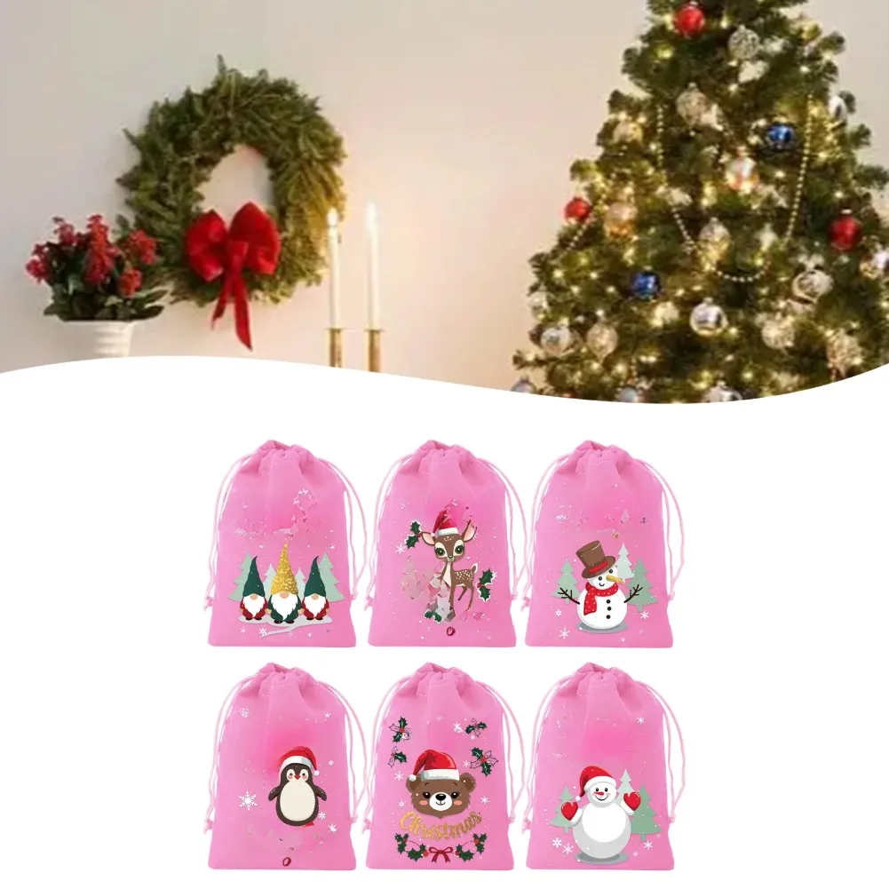 

Christmas Drawstring Present Bags Packaging Bag Holiday Decoration Bag Storage Bag Velvet Presents Bag Xmas Bauble Handcrafts