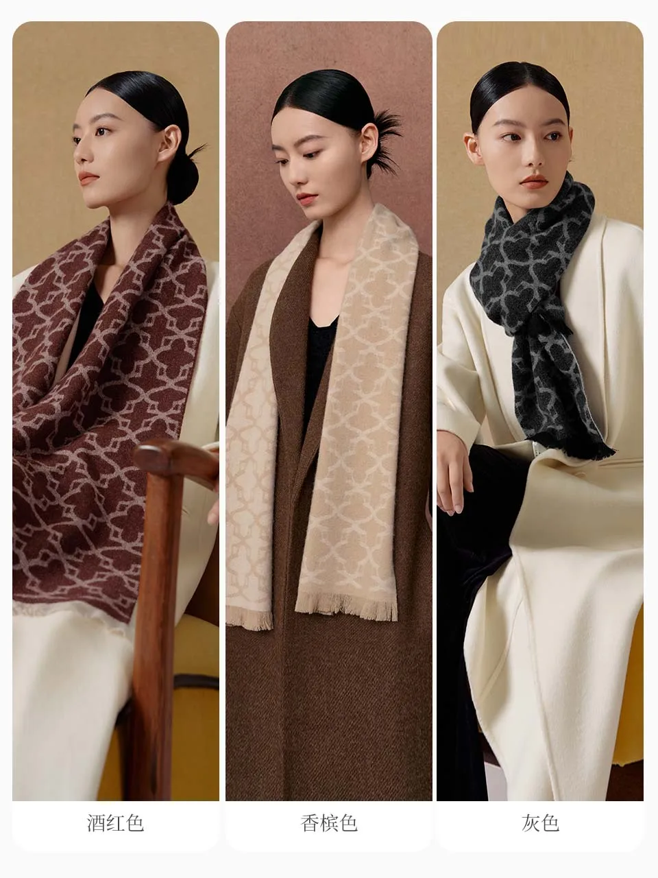 Wensli Christmas Gift Autumn/Winter New Arrival 100% Sheep Wool Scarf Holiday Gift Warmth-Retaining Shawl Wool Scarf