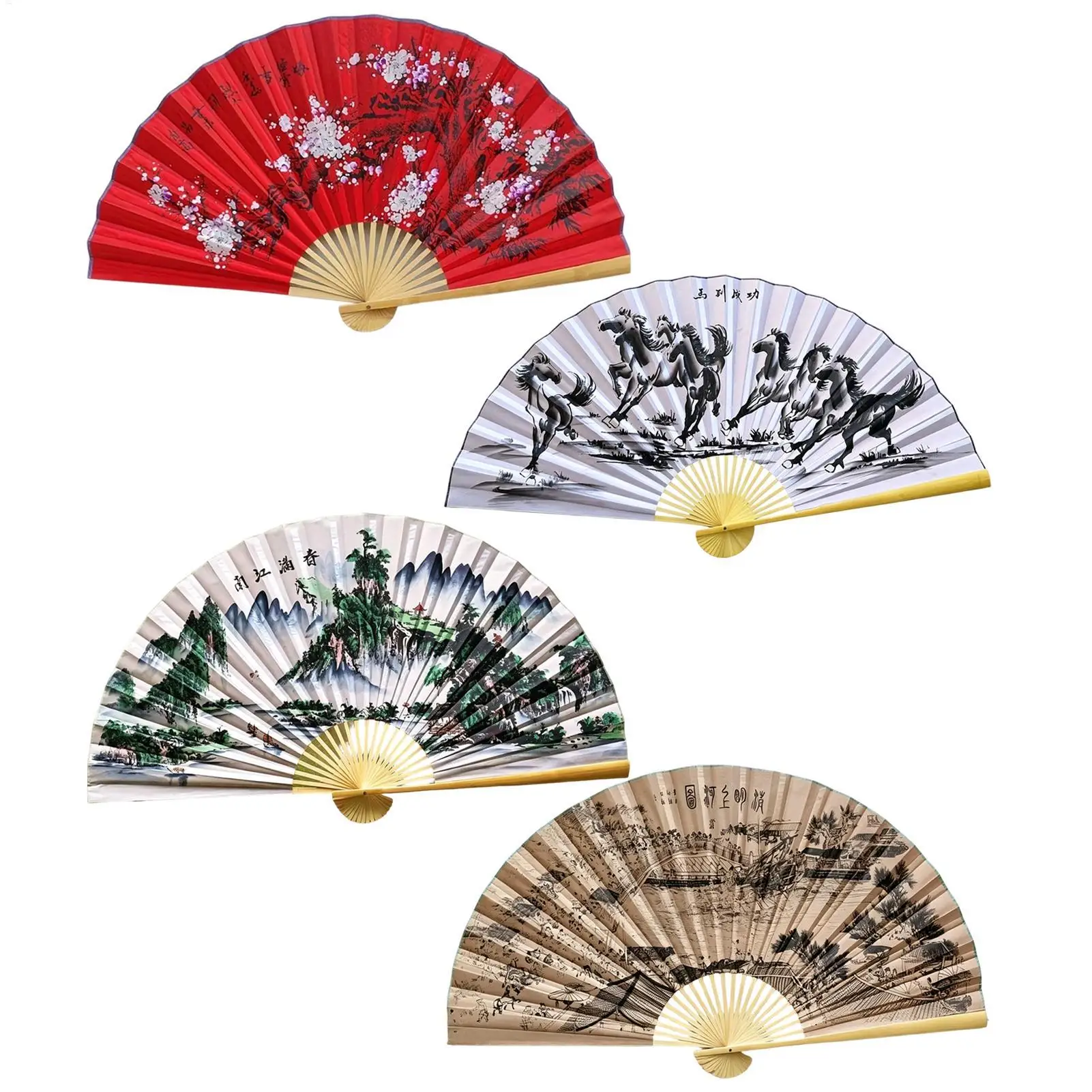 Giant Wall Fan Folding Bamboo Fan Large Big Hand Classical Wall Mount Fan Living Room Decor Plum Fans Chinese Decoration