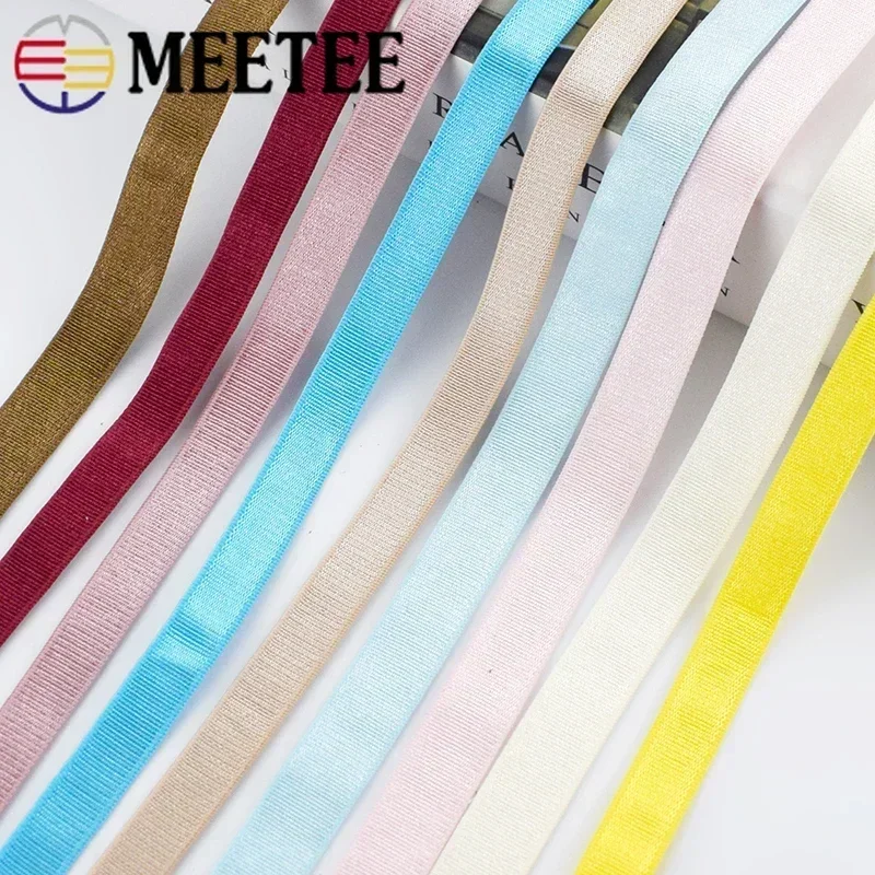 5/10/20/50M 10mm Colored Elastic Bands Underwear Shoulder Strap 3/8'' Bra Nylon Rubber Band Decoration Belt Spring Webbing Tape