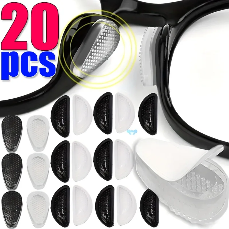 Silikon-Nasenpads für Brillen, weich, rutschfest, Luftpolster, Nasenhalter, schwarz, transparent, unsichtbar, selbstklebender Aufkleber, Brillenzubehör