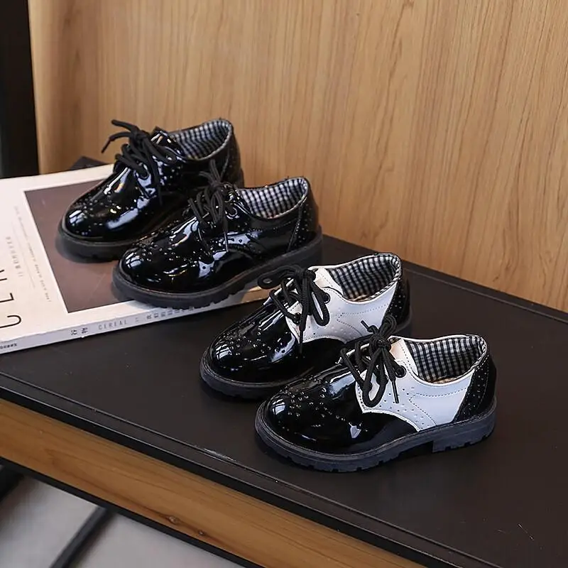 

Kawaii повседневная обувь, детская обувь, кожаные черные танцевальные туфли для мальчиков и девочек для свадебной вечеринки, модные оксфорды для выступлений