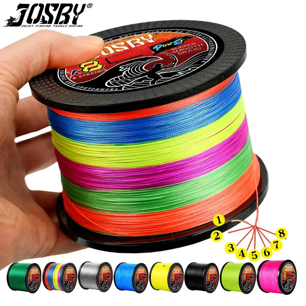 JOSBY Strong 8 Strands Braided Fishing Line Multifilament Pesca 100M 300M 500M 1000M Carp Wire Japan Abrasion Resistant Pe Lines