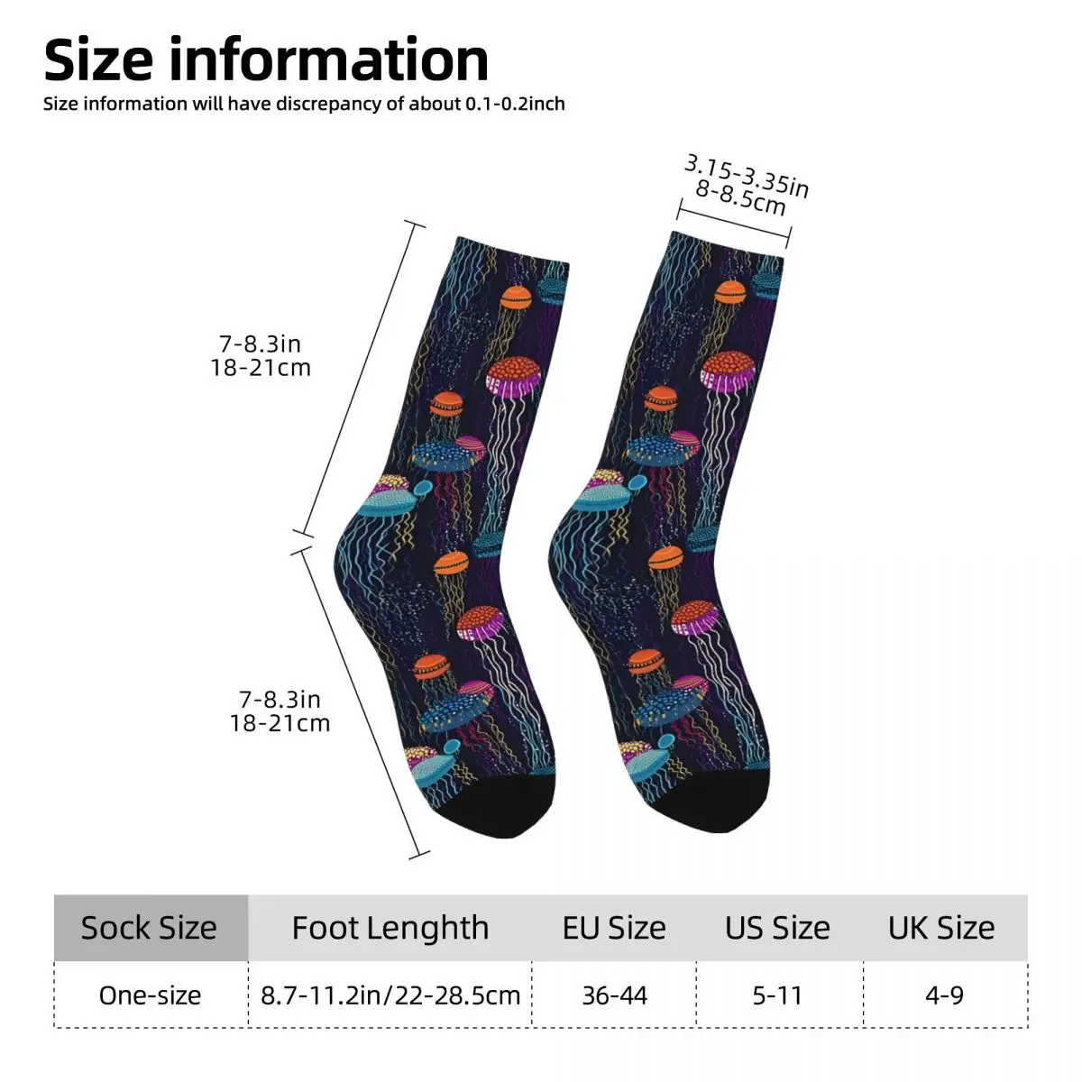 Vintage Jelly Fish Aquatic Marine Men's Socks Jellyfish Unisex Novelty Pattern Printed Happy Crew Sock Gift