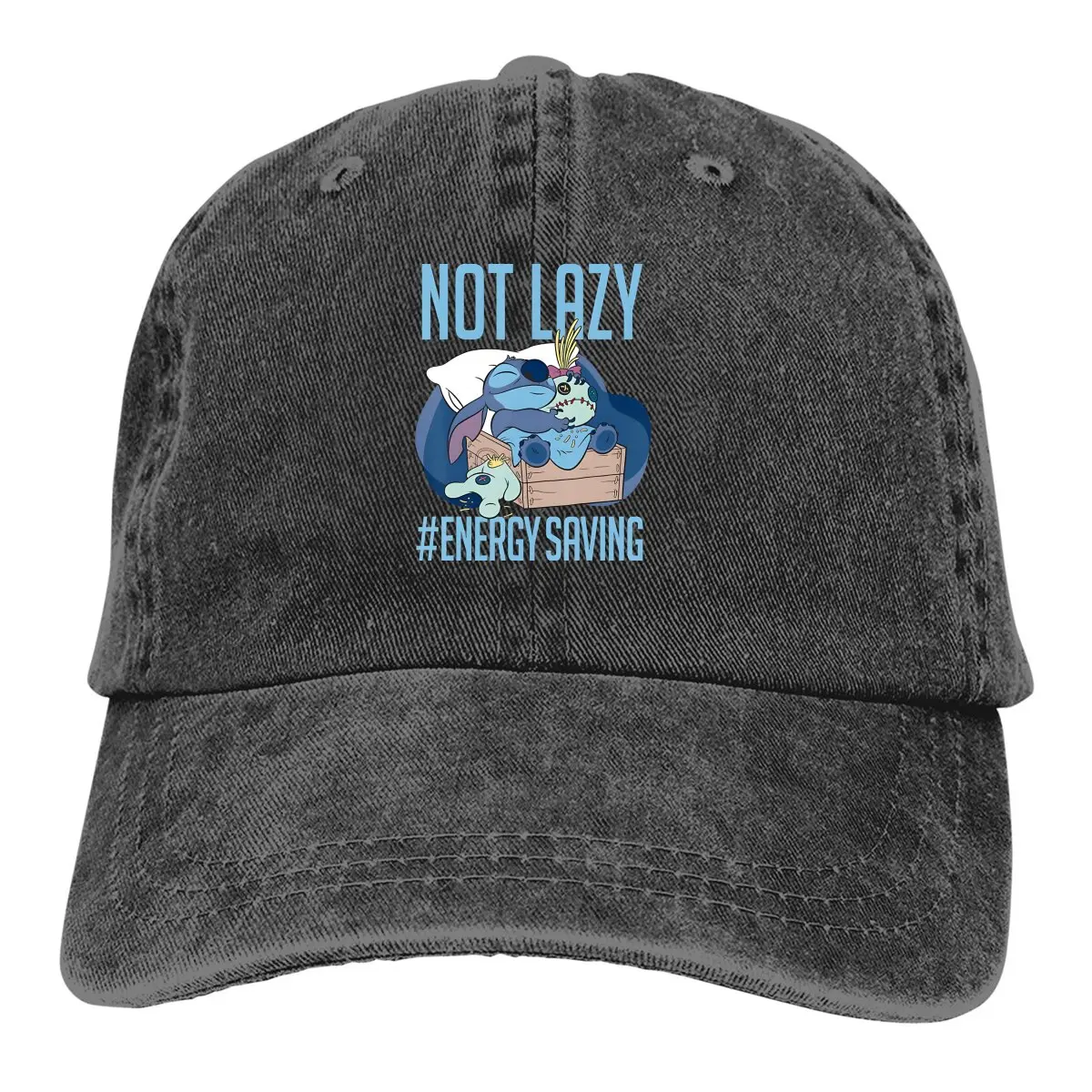 Not Lazy Just Energy Saving Lilo-Stitches Anime Multicolor Hat Peaked Women's Cap Personalized Visor Protection Hats