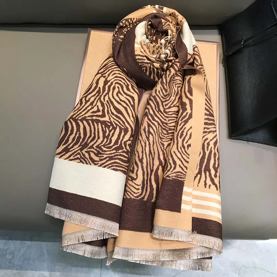 Fashion Sexy Zebra Tiger Stripes Acrylic Cashmere Scarf Shawl Women Male Autumn Winter Neckerchief Warm Wraps Long