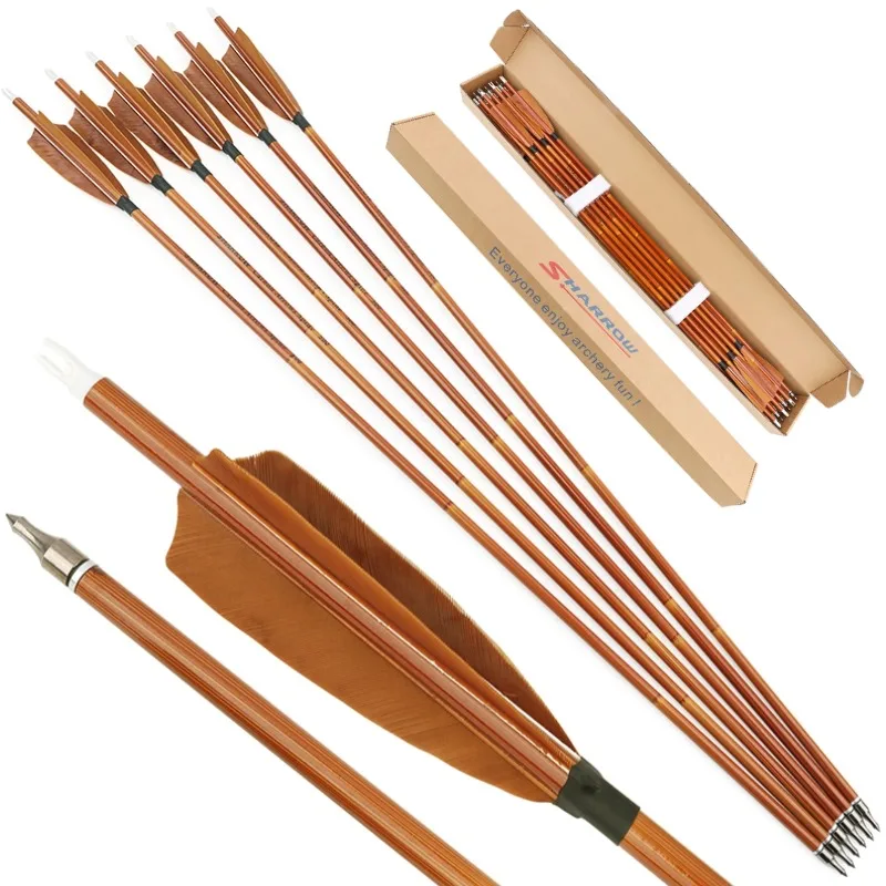 

6/12pcs Mixed Carbon Arrows SP500 Inset Nock 4inch Brown Turkey Feathers ID 6.2mm OD7.8mm for Bow Archery Shooting Hunting