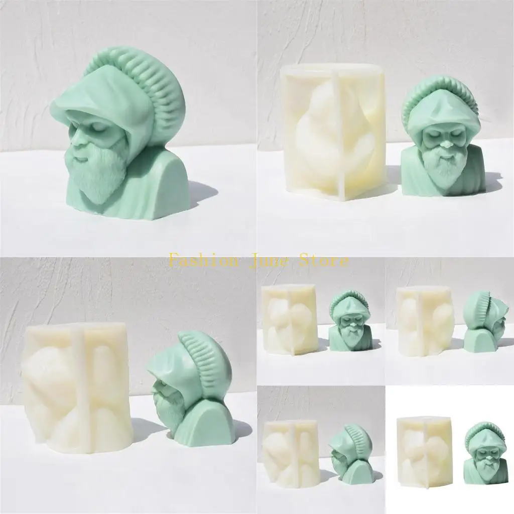 

N5KA Detailed Old Man Face Silicone Mold Reusable Elderly Portrait Ornament Silicone Mold for Home Decors Gifts