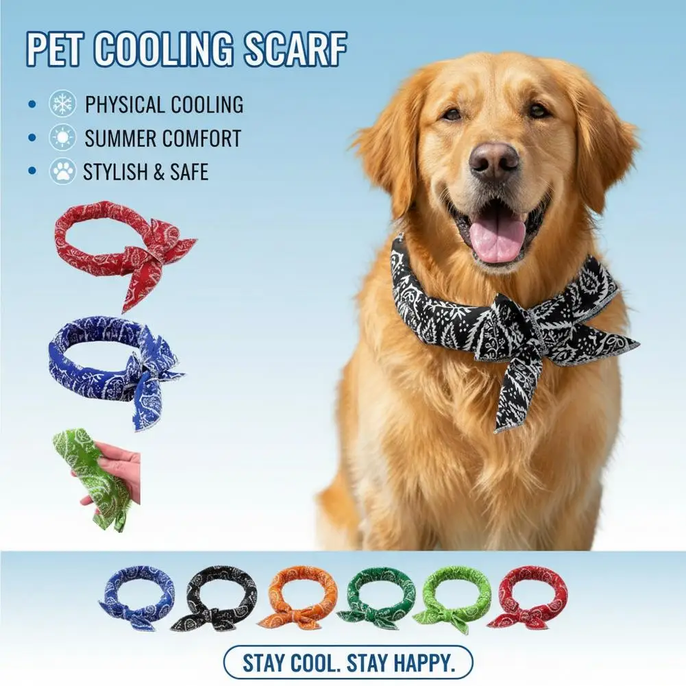 Summer Pet Cooling Scarf Dog Ice Collar Breathable Cold Neck Wrap Instant Cool Bandana for Outdoor Walking