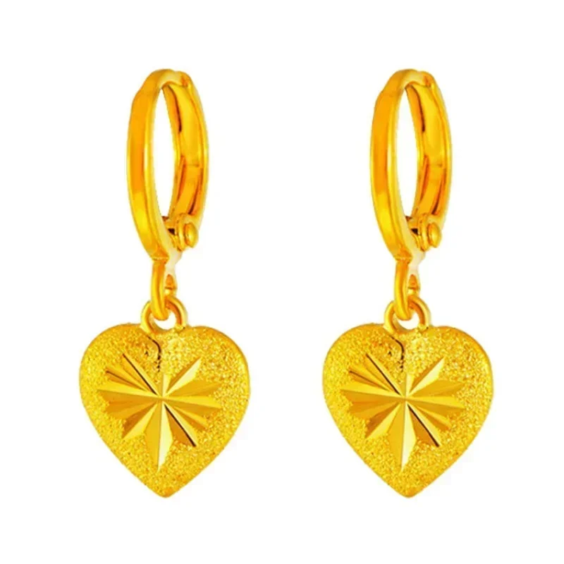 Gold shop with 999 real gold earrings fortune prosperous temperament gold earrings flower and leaf eardrop solid earrings