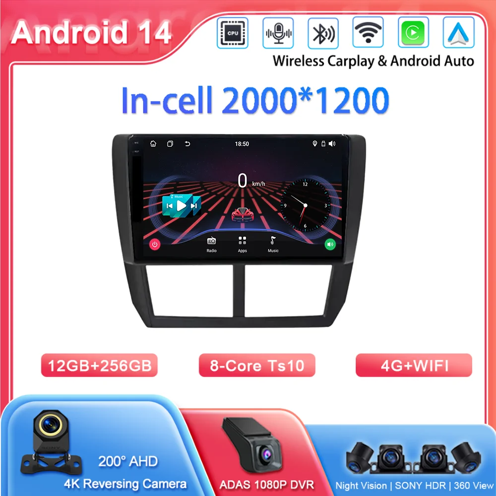 

9-дюймовый Android для Subaru Forester 3 SH 2007-2013 для Impreza GH GE Carplay, авторадио, мультимедийный плеер, 2 Din, головное устройство 4G