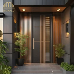 Sixinalu Security Entrance Door Wooden Gaint Front Entry Exterior Interior Door Home Decor Custom Panel Aluminum Alloy 1.5X2.2M